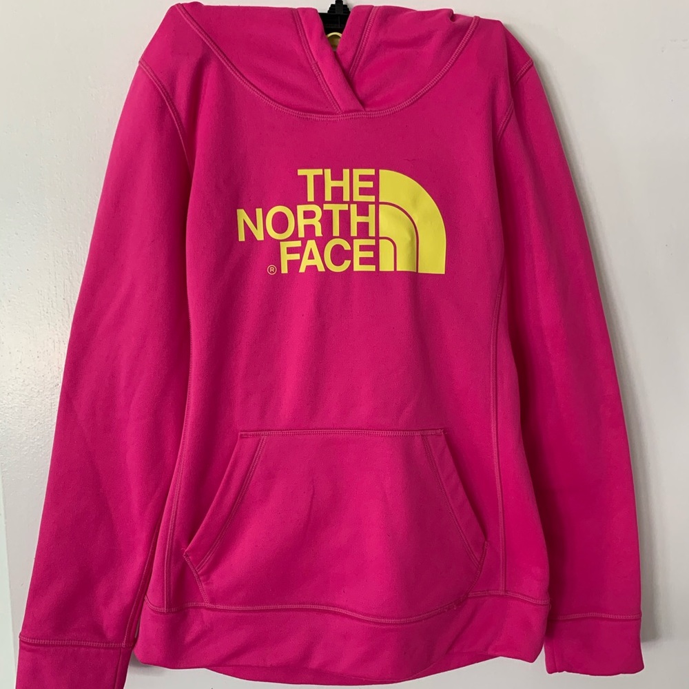 Bright Pink Northface Hooded Sweatshirt